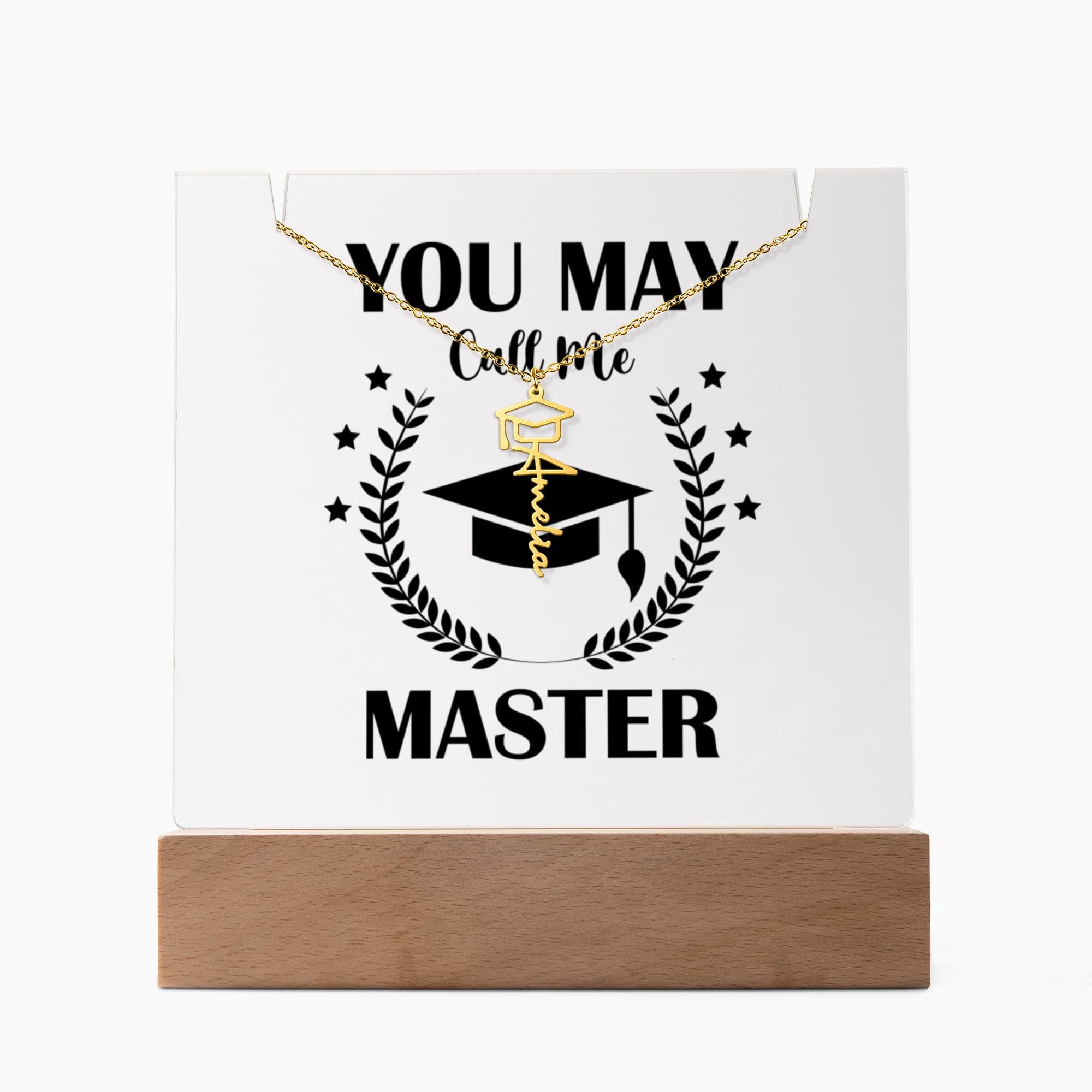 Keepsake Acrylic with Graduation Cap Name Necklace Bundle