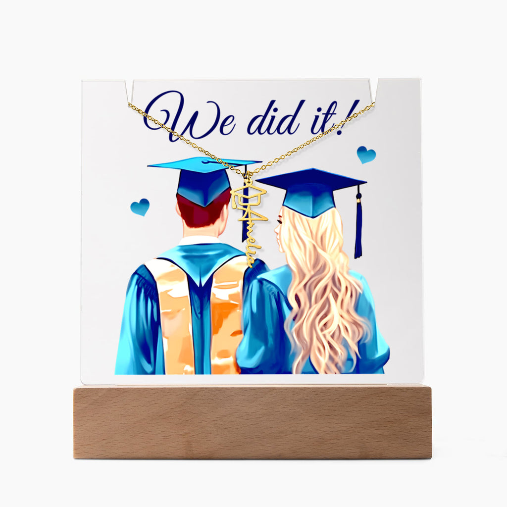 Keepsake Acrylic with Graduation Cap Name Necklace Bundle