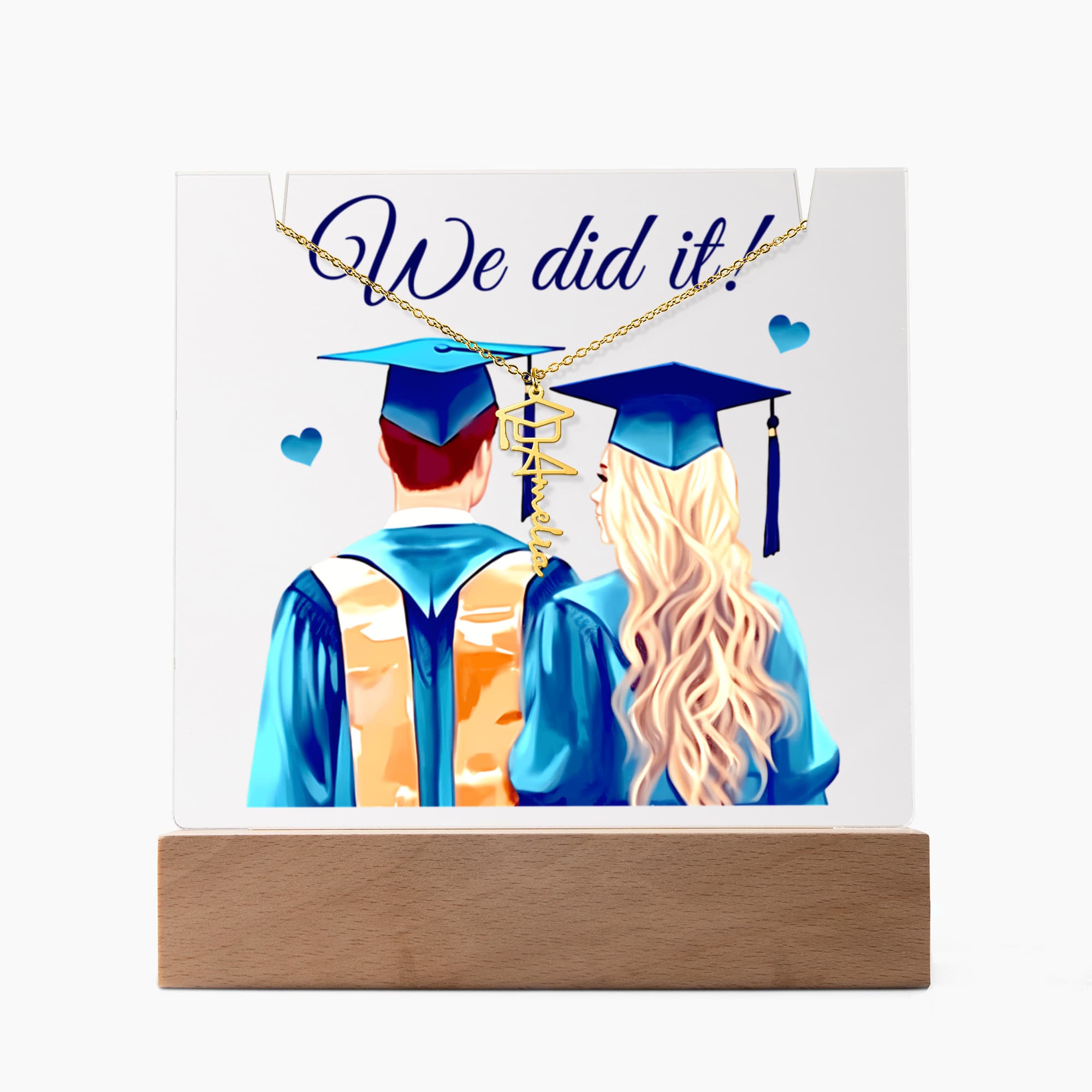 Keepsake Acrylic with Graduation Cap Name Necklace Bundle