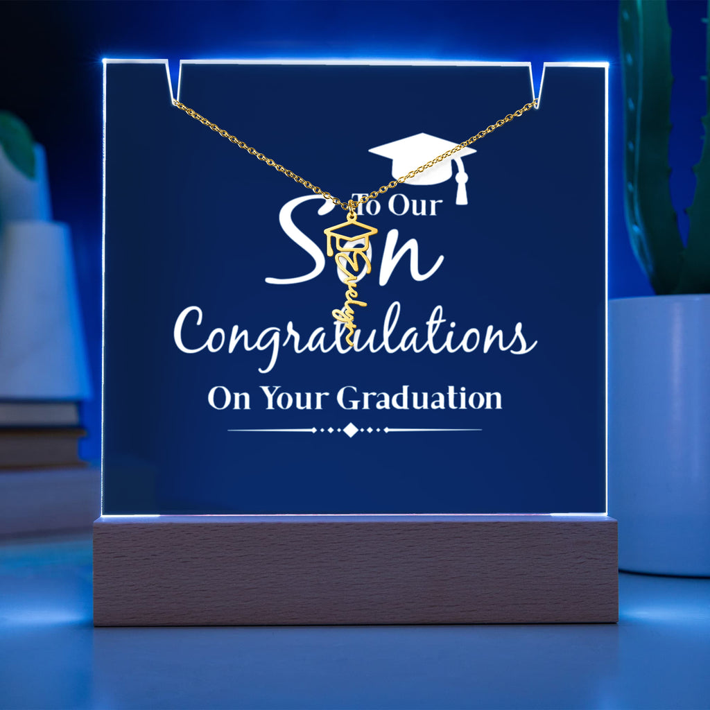 Keepsake Acrylic with Graduation Cap Name Necklace Bundle
