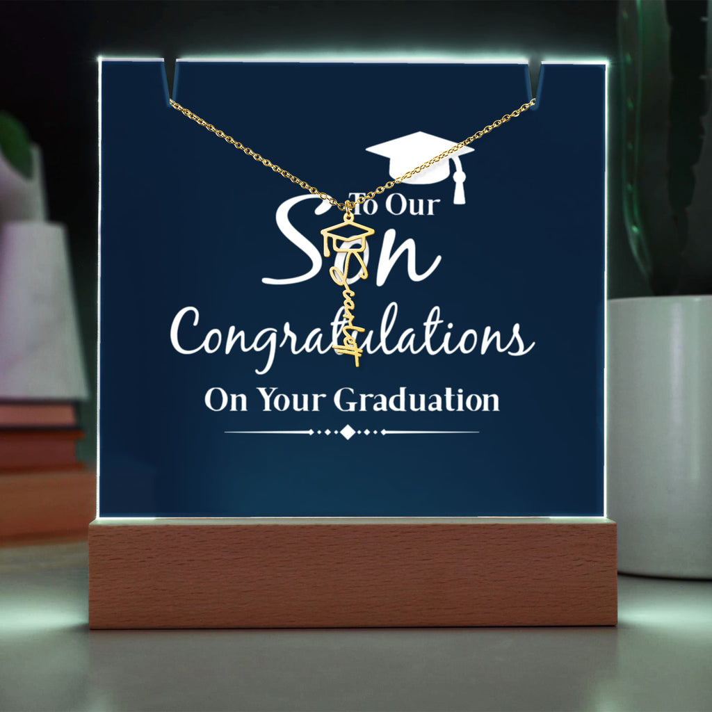 Keepsake Acrylic with Graduation Cap Name Necklace Bundle