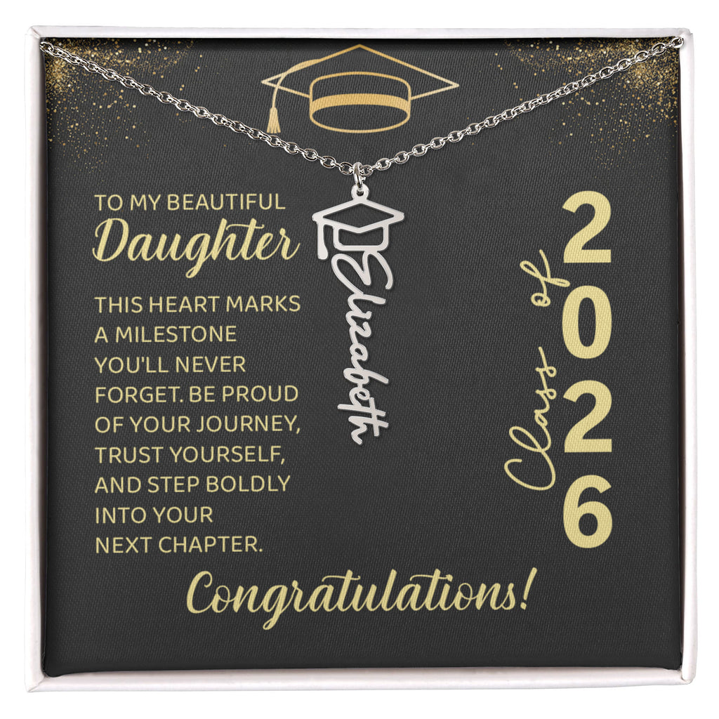 Graduation Cap Name Necklace