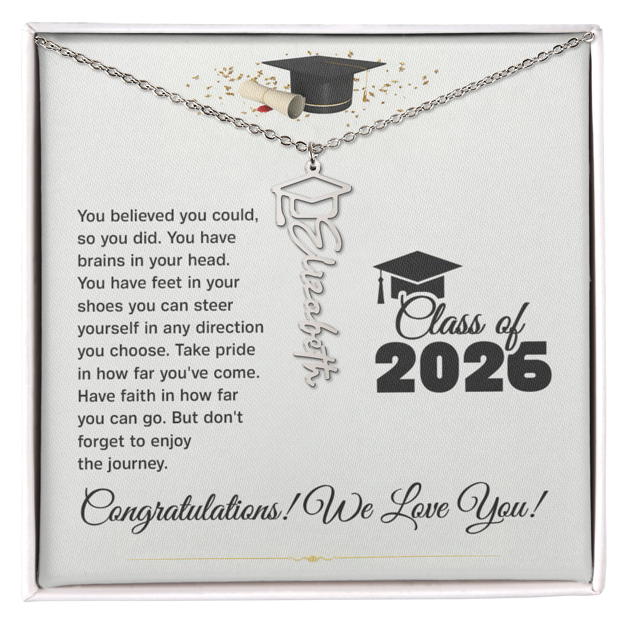 Graduation Cap Name Necklace