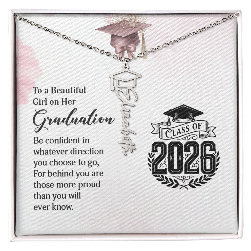 Graduation Cap Name Necklace
