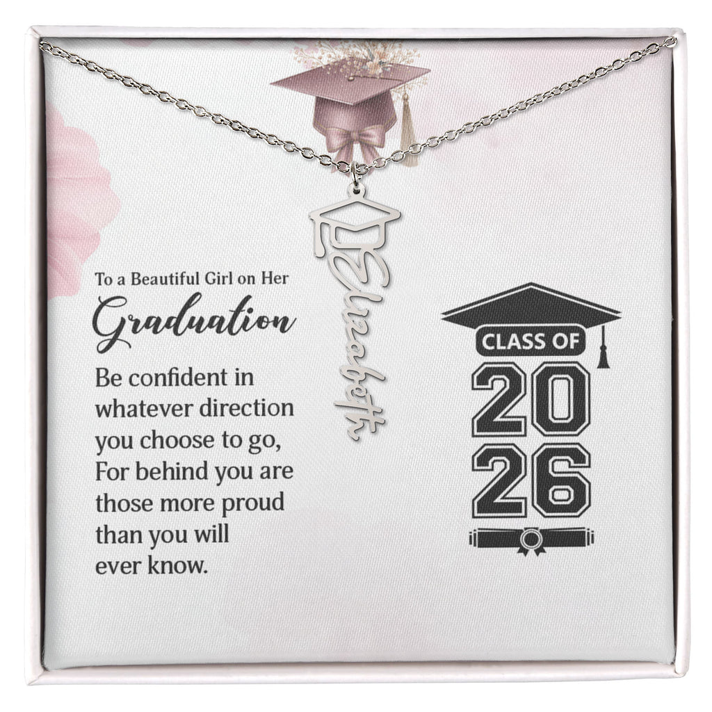 Graduation Cap Name Necklace
