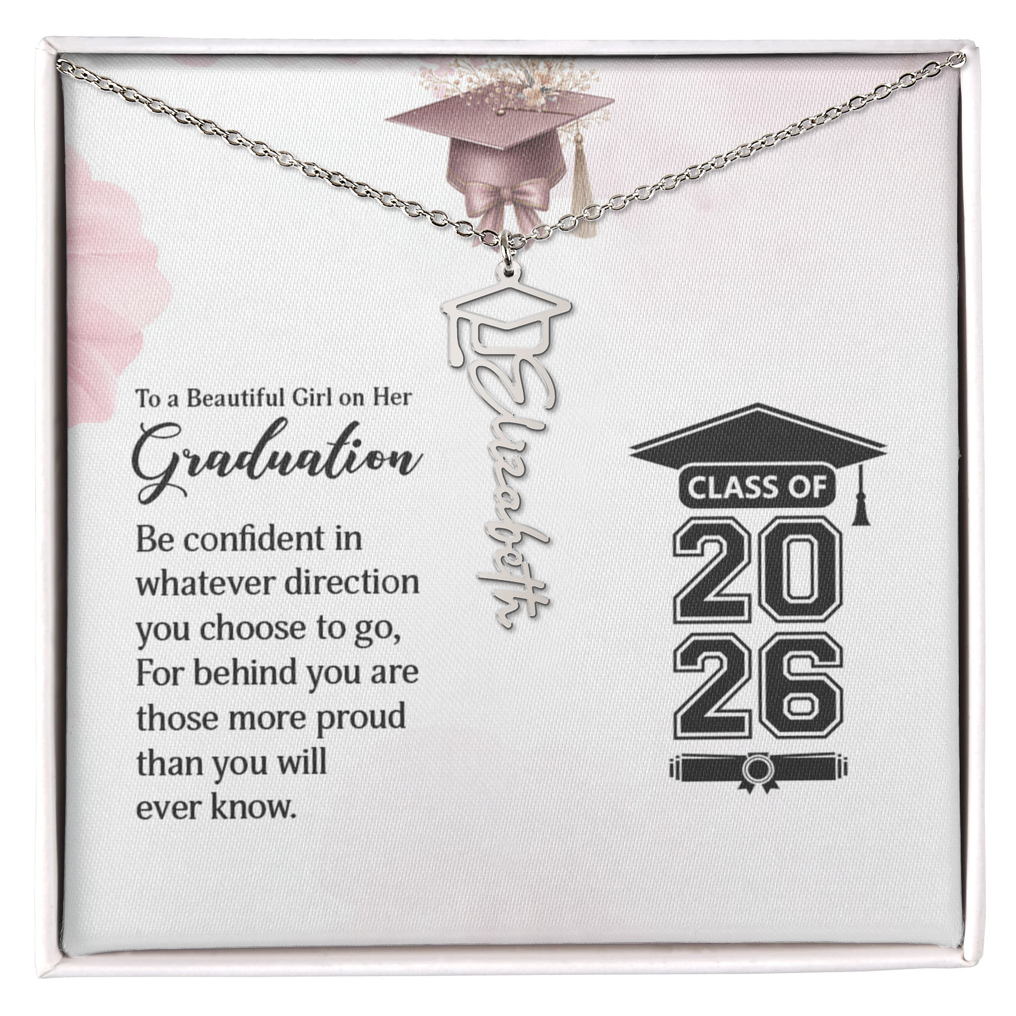 Graduation Cap Name Necklace