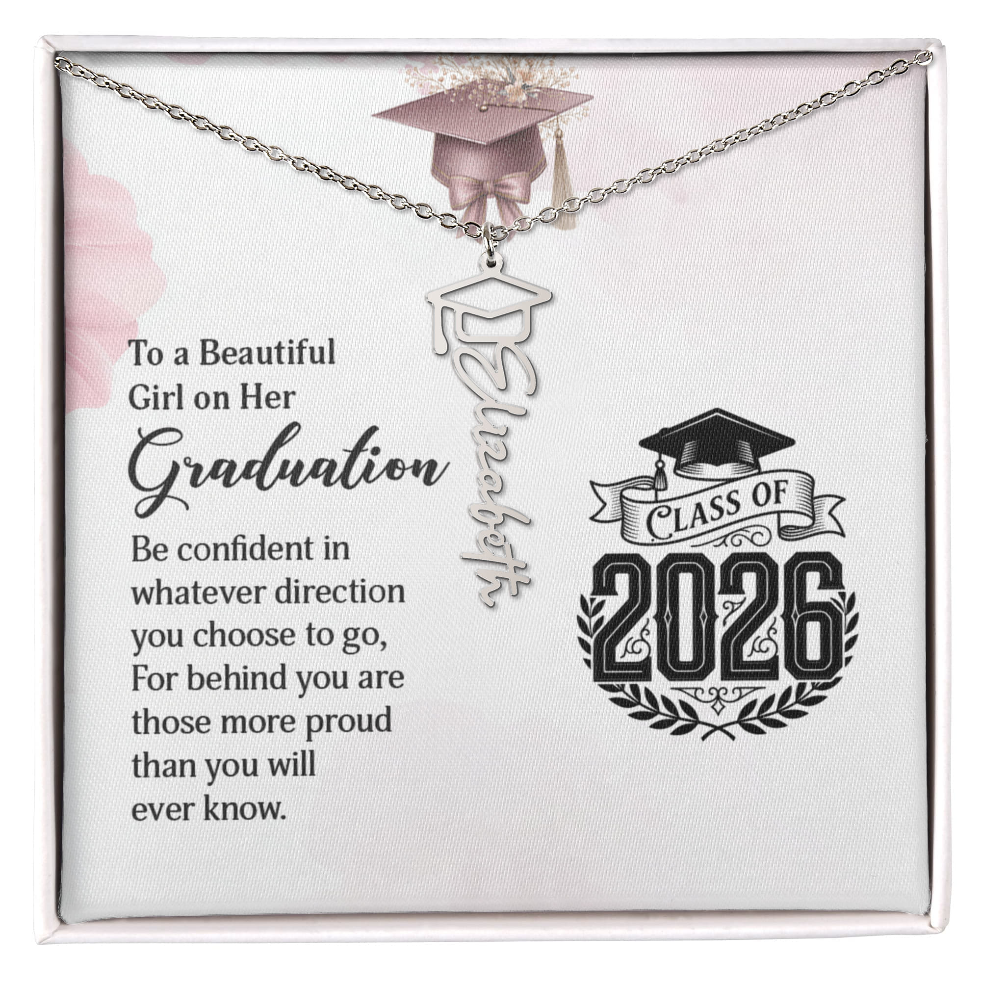 Graduation Cap Name Necklace