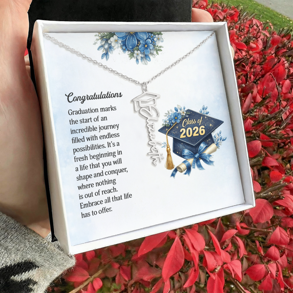 Graduation Cap Name Necklace