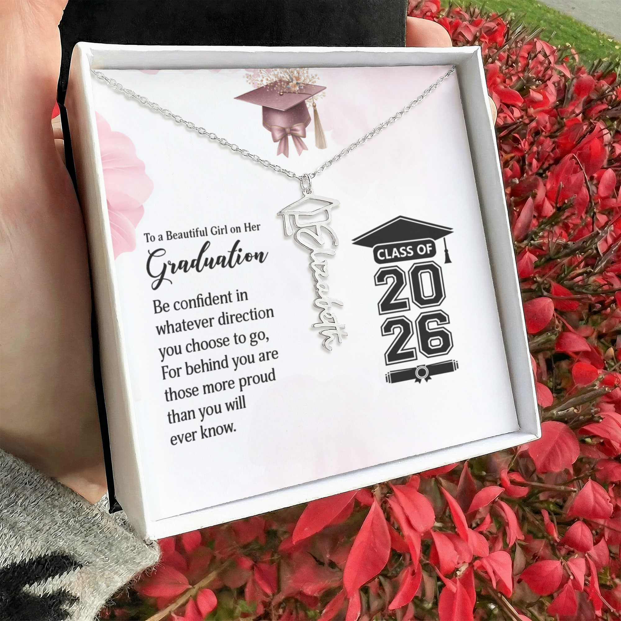 Graduation Cap Name Necklace