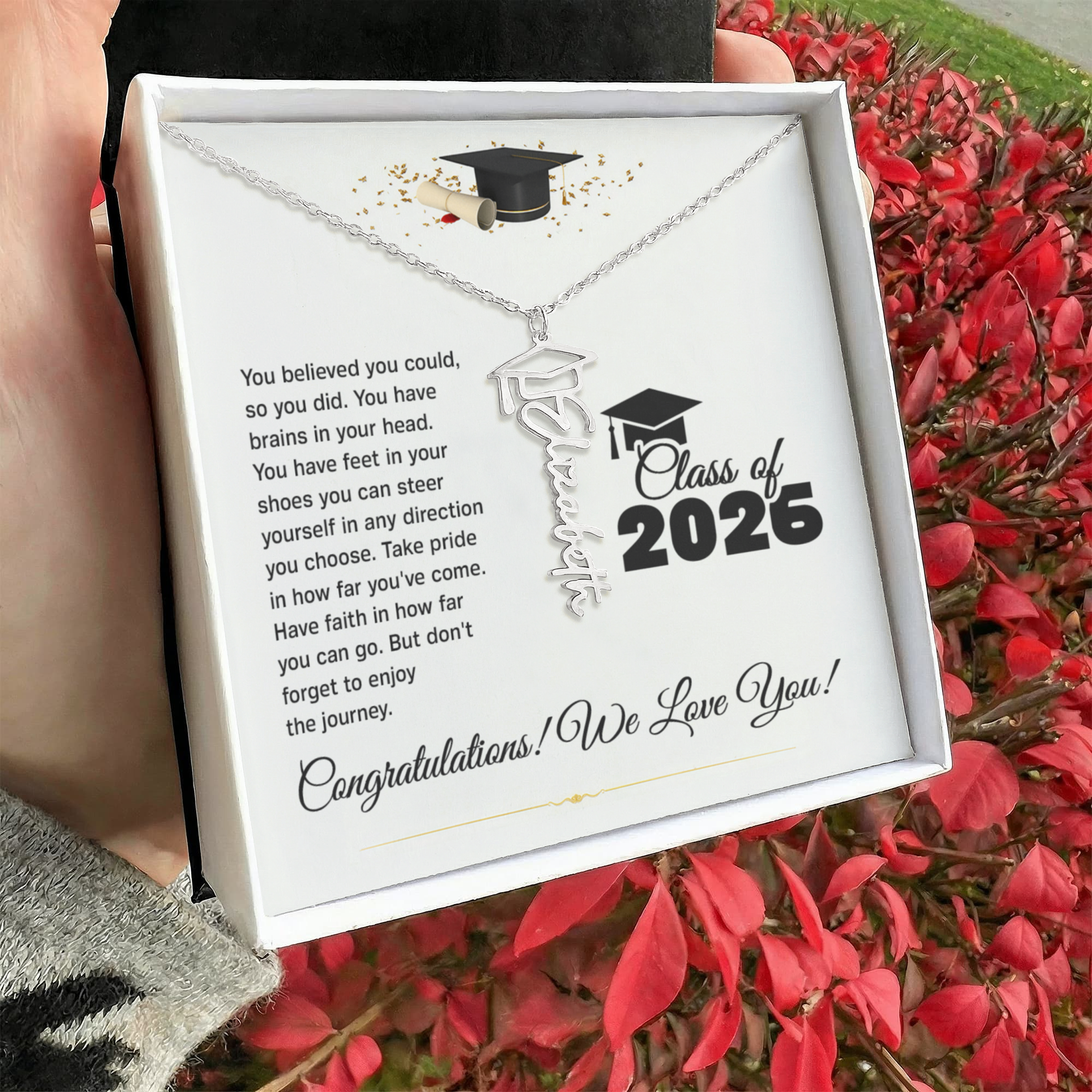 Graduation Cap Name Necklace