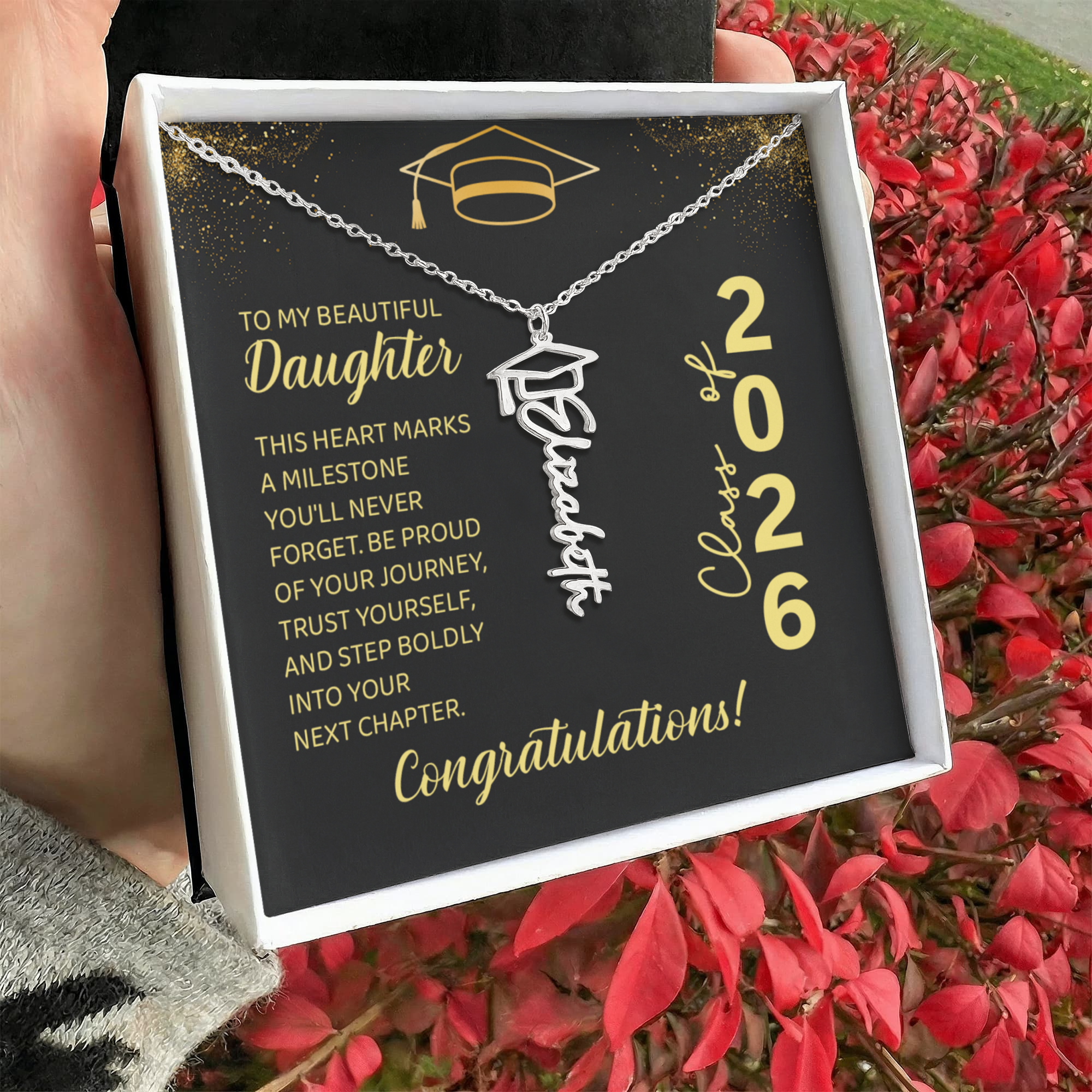 Graduation Cap Name Necklace