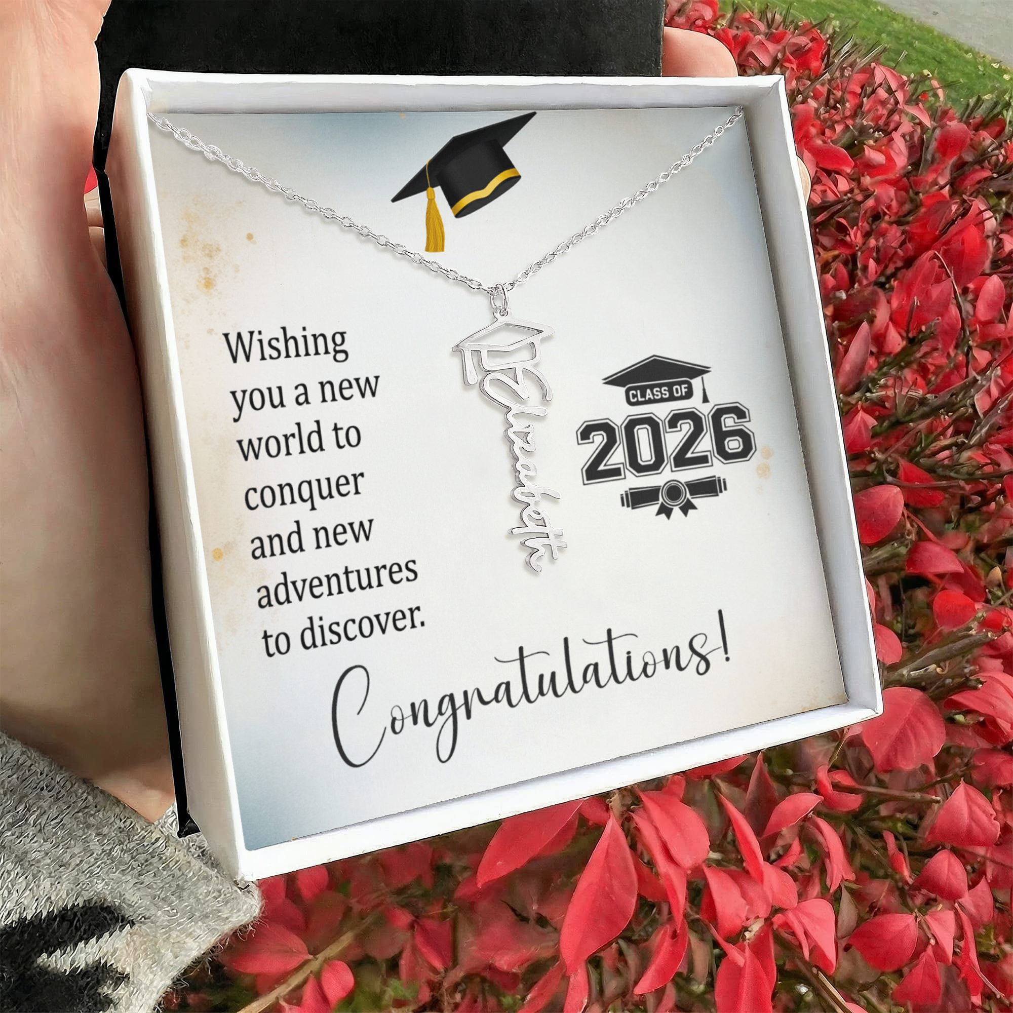 Graduation Cap Name Necklace