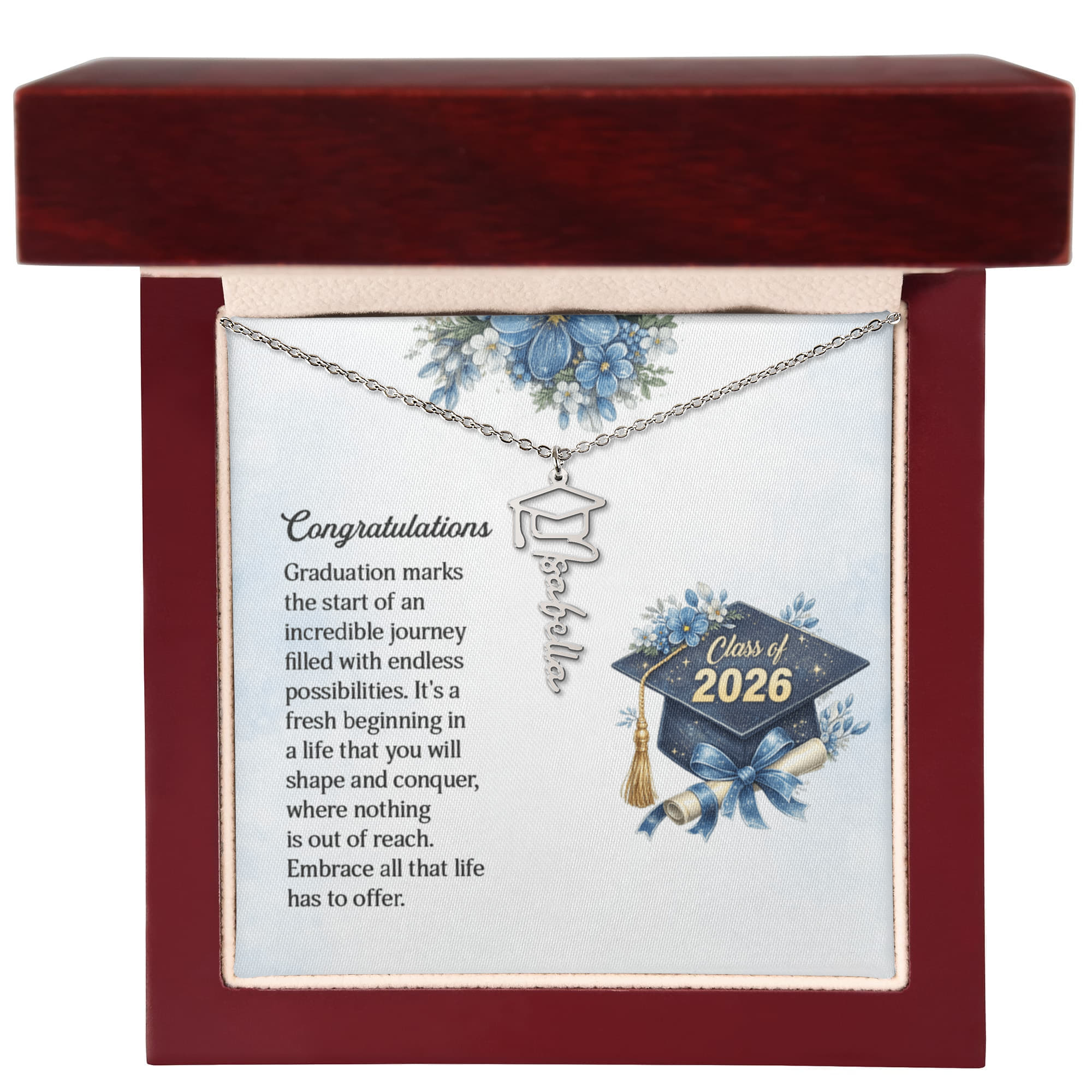 Graduation Cap Name Necklace