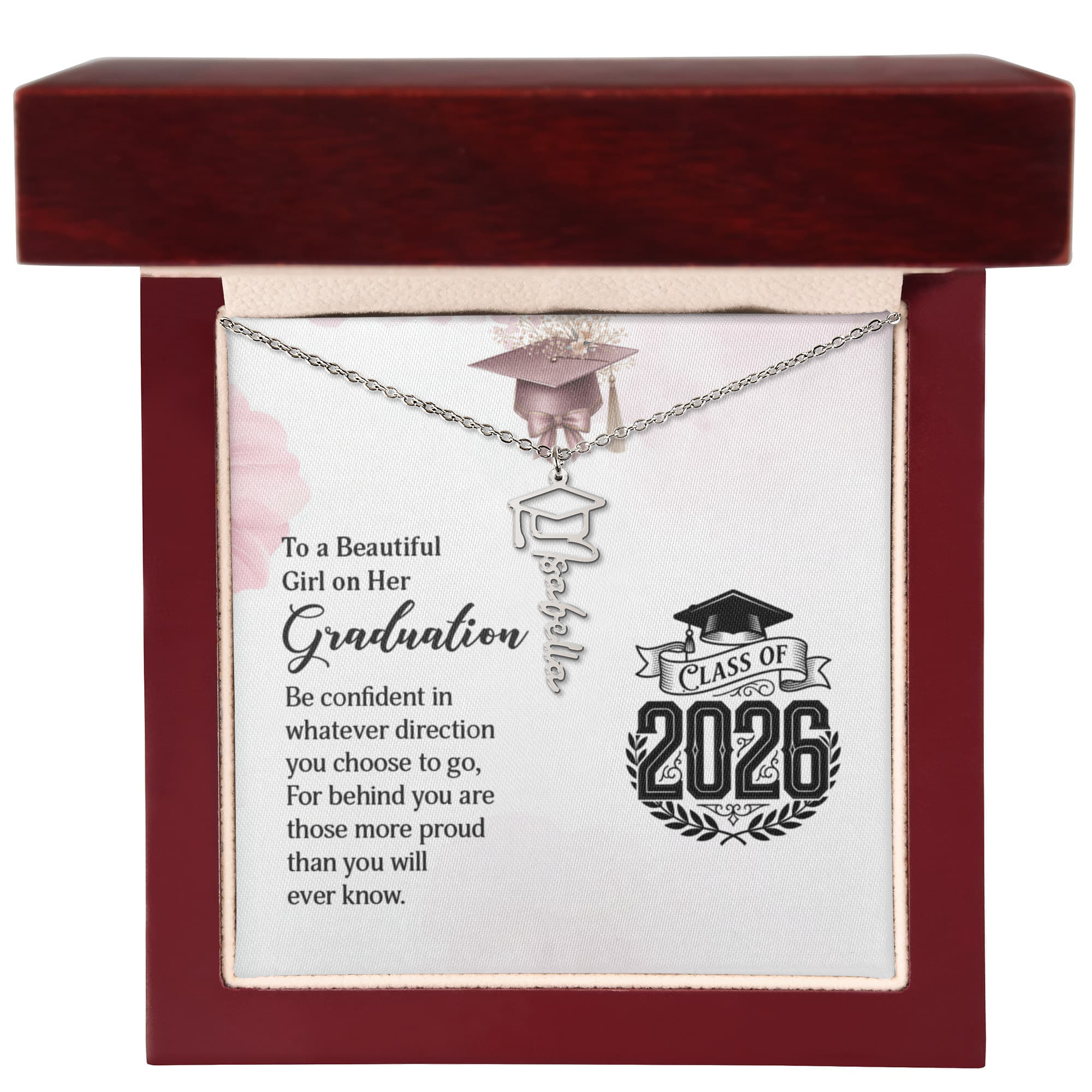 Graduation Cap Name Necklace