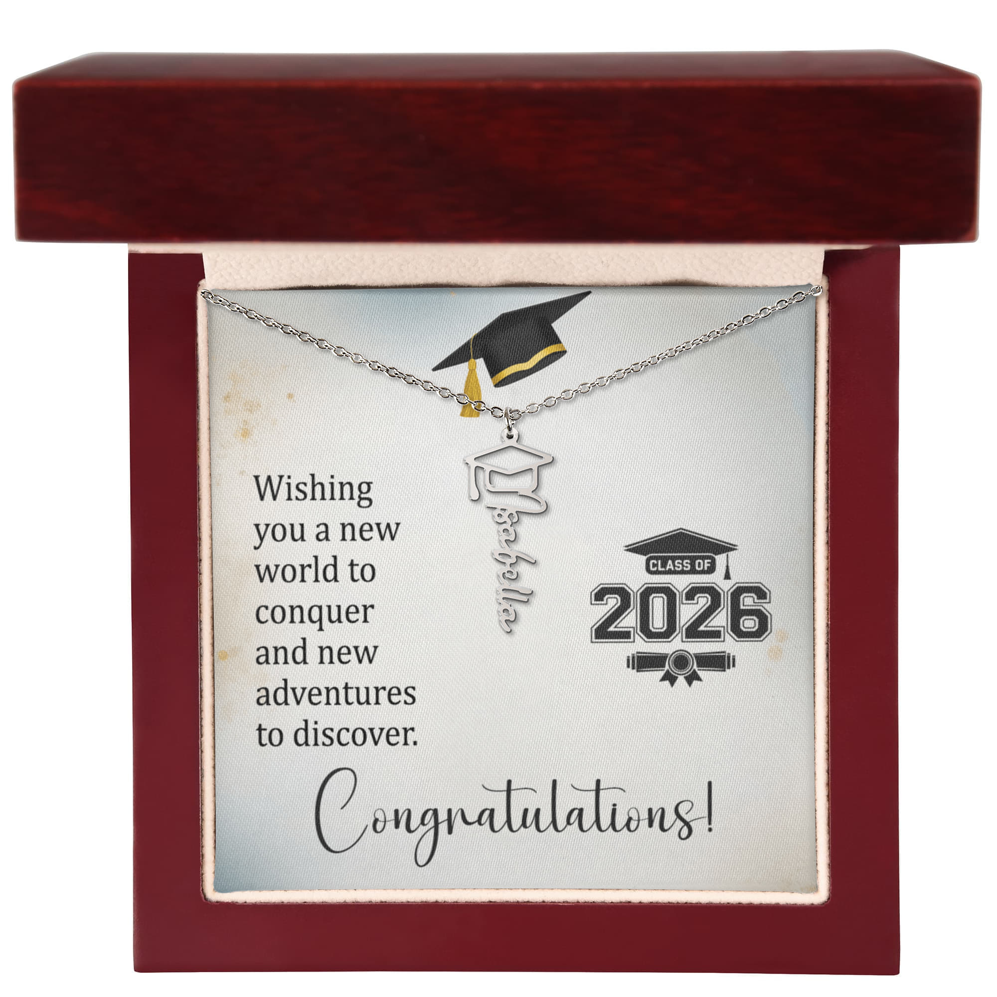 Graduation Cap Name Necklace