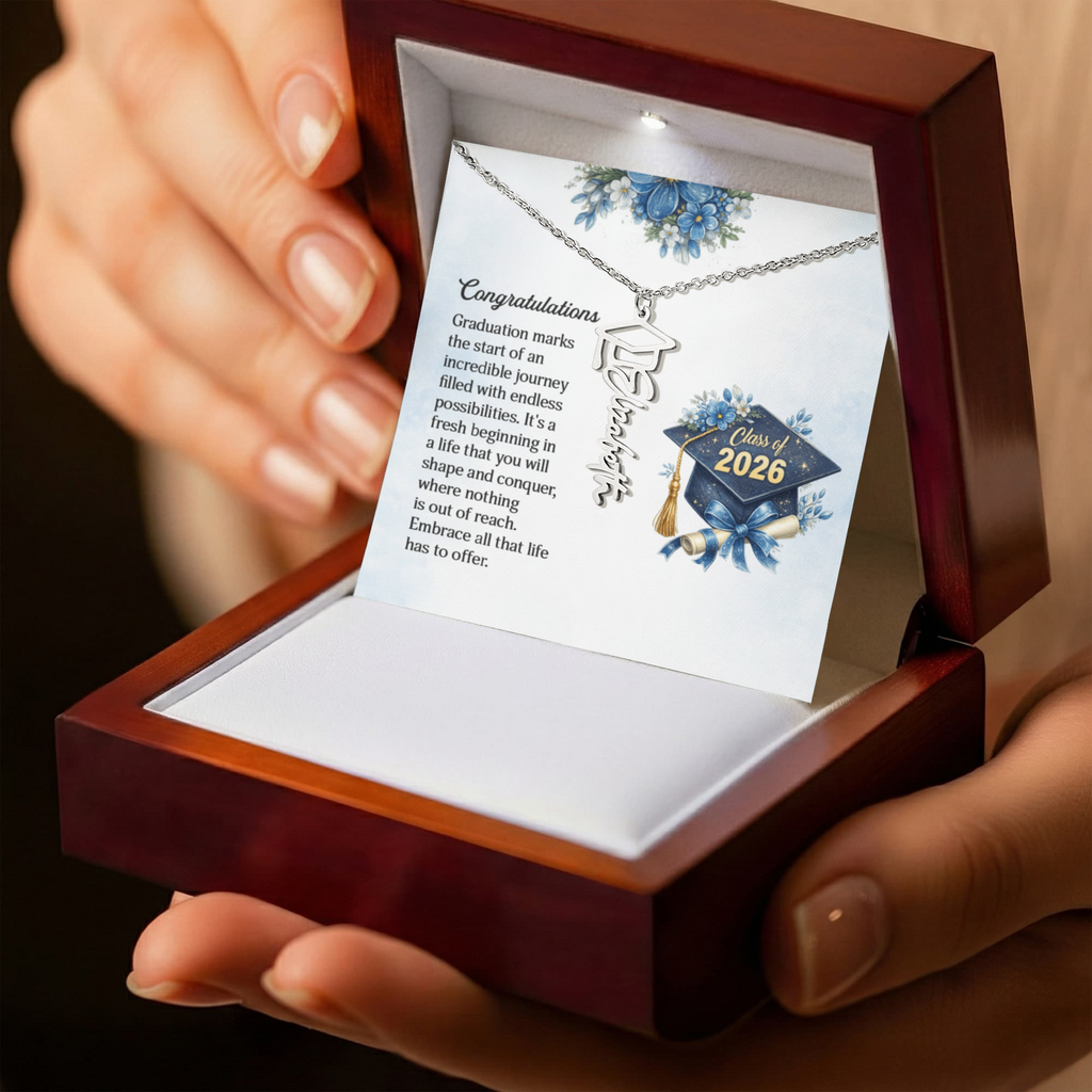 Graduation Cap Name Necklace