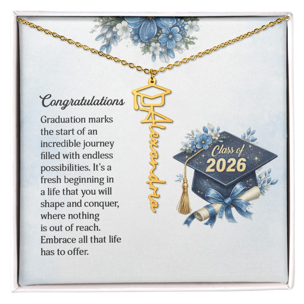 Graduation Cap Name Necklace
