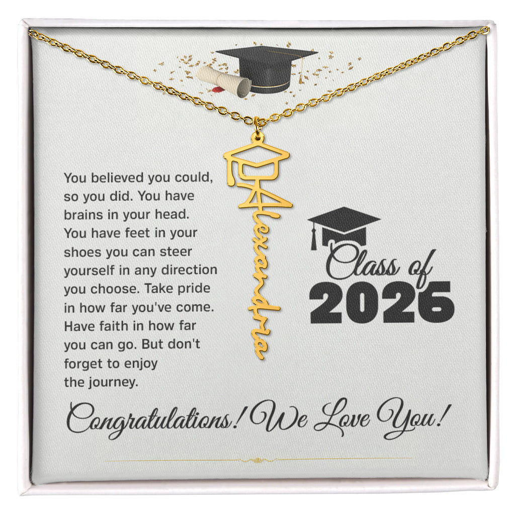 Graduation Cap Name Necklace