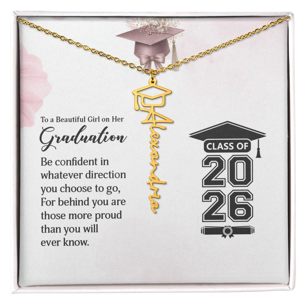 Graduation Cap Name Necklace