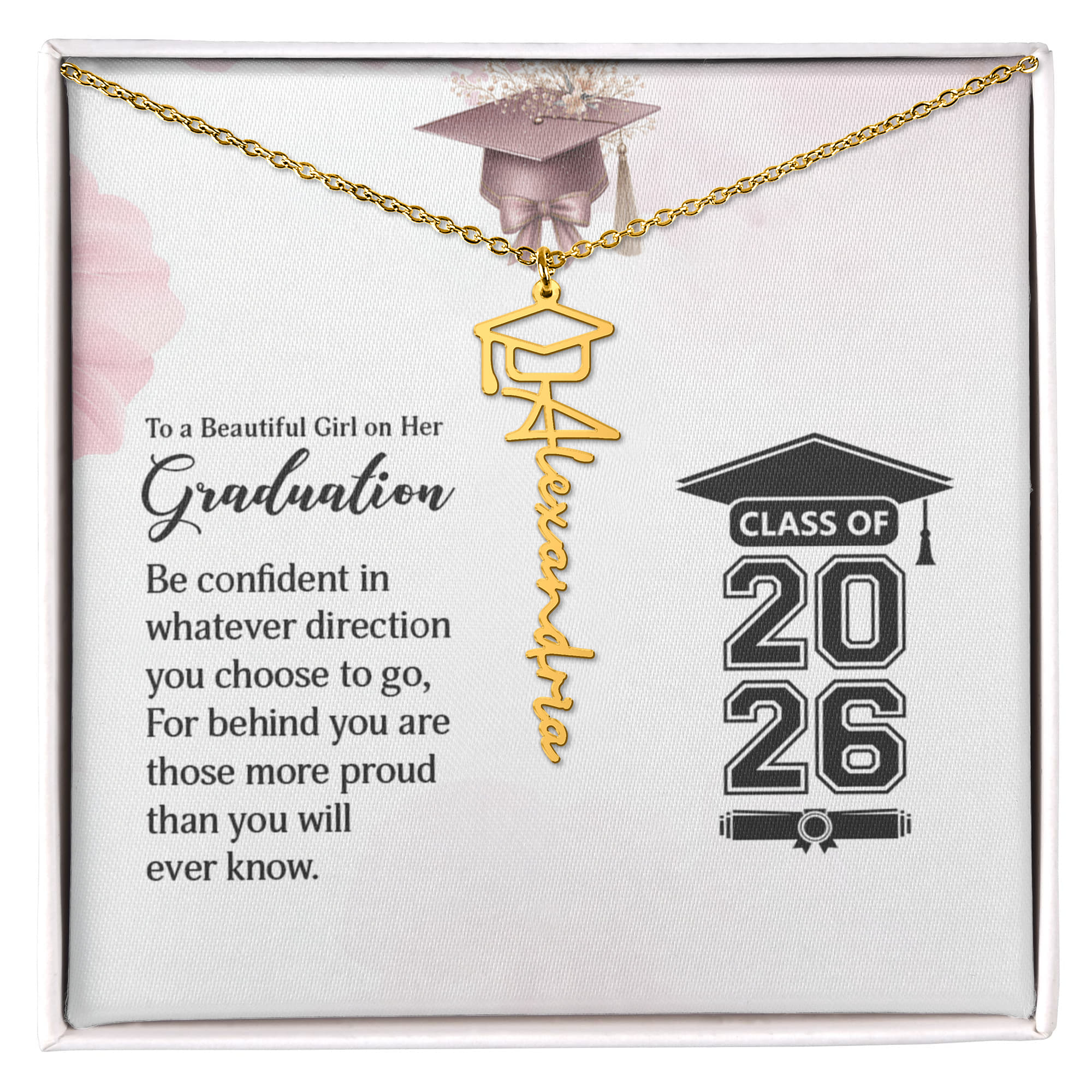 Graduation Cap Name Necklace