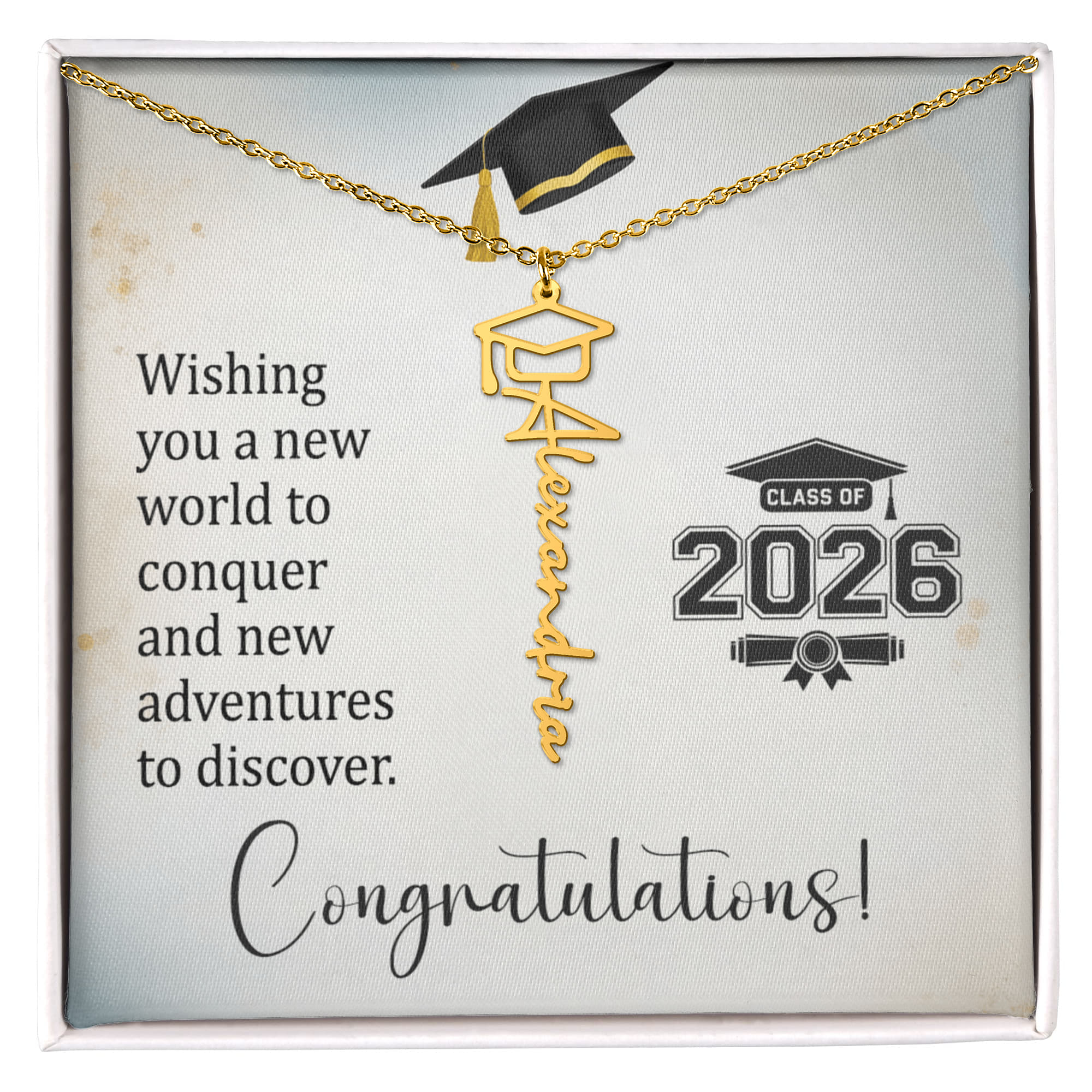 Graduation Cap Name Necklace