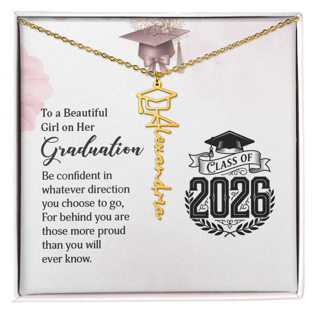 Graduation Cap Name Necklace