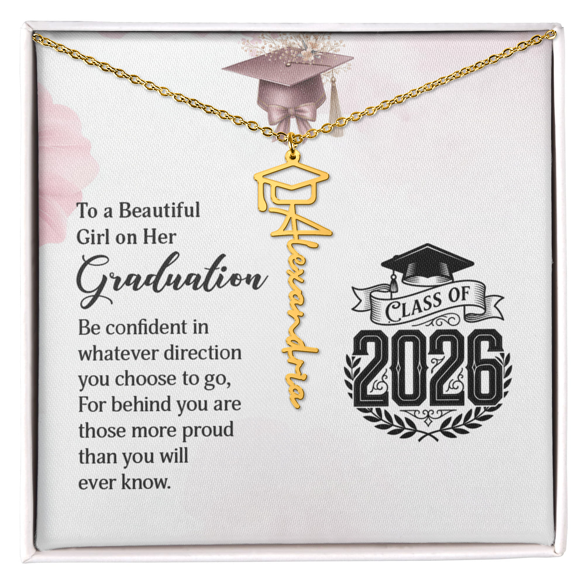 Graduation Cap Name Necklace