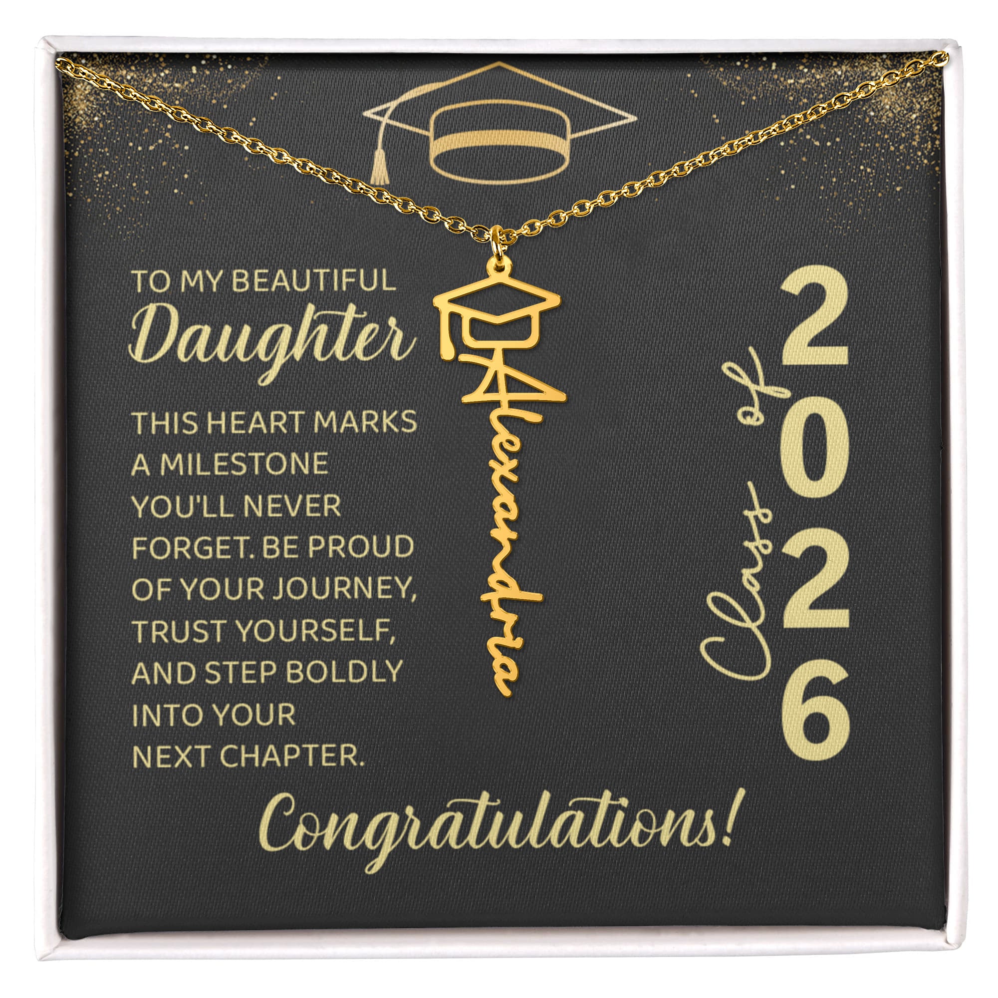 Graduation Cap Name Necklace
