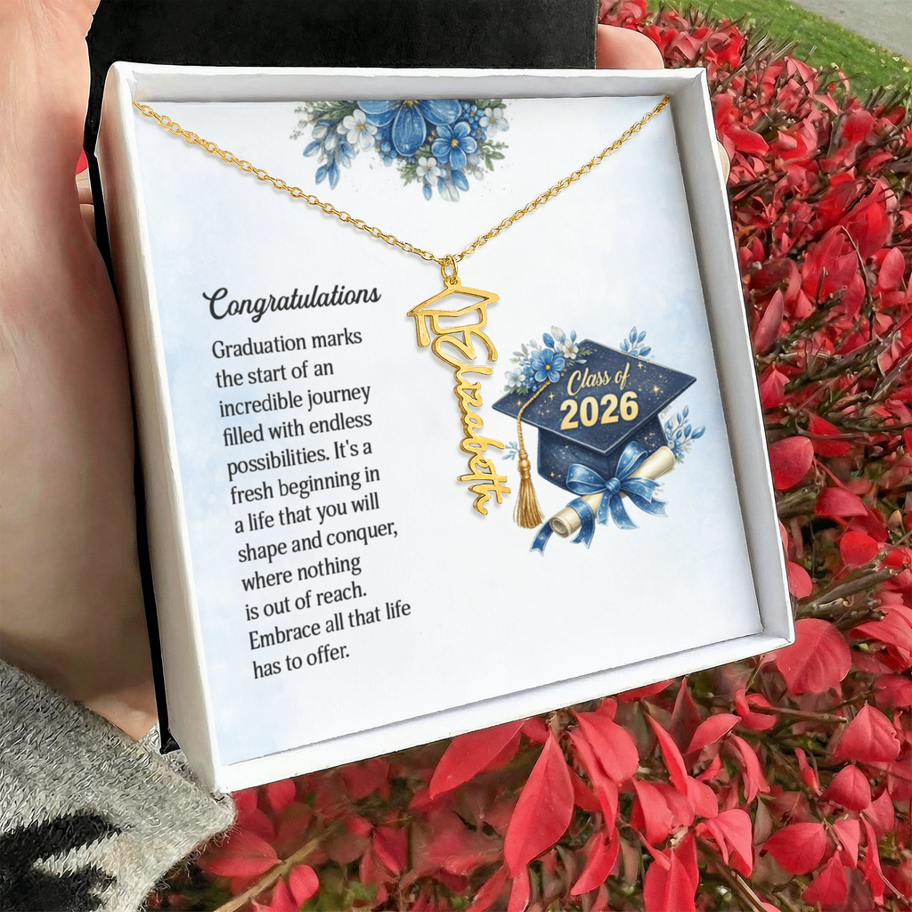 Graduation Cap Name Necklace