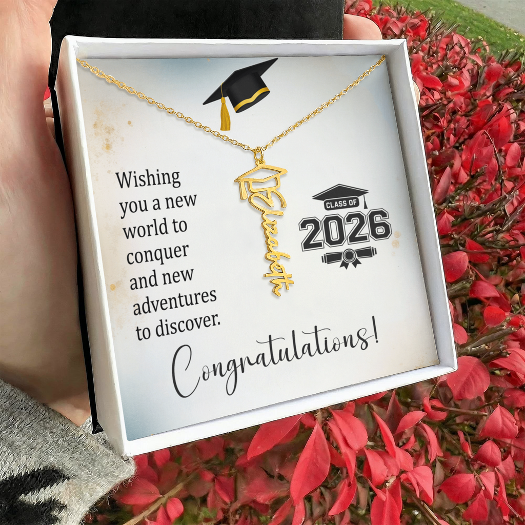 Graduation Cap Name Necklace