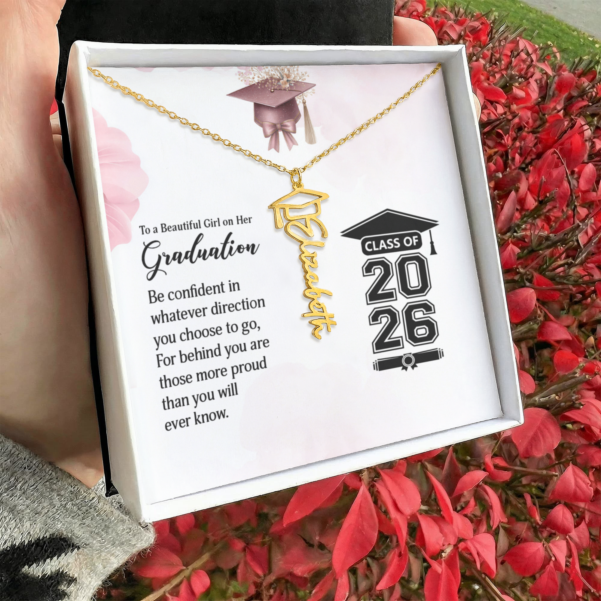 Graduation Cap Name Necklace