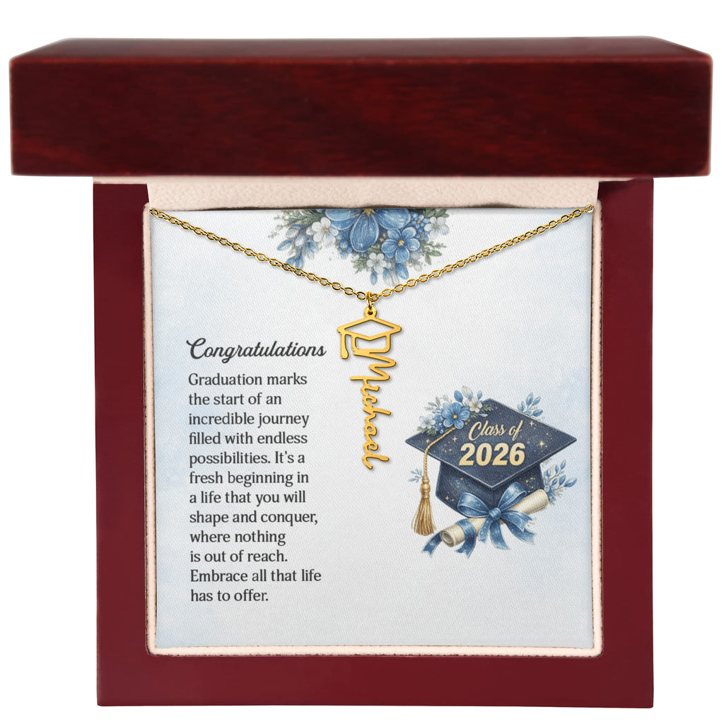 Graduation Cap Name Necklace