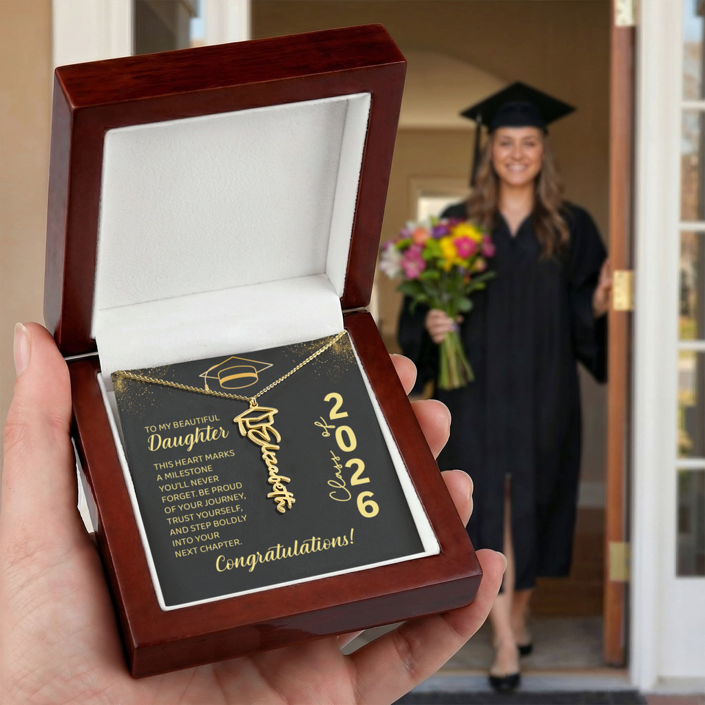 Graduation Cap Name Necklace
