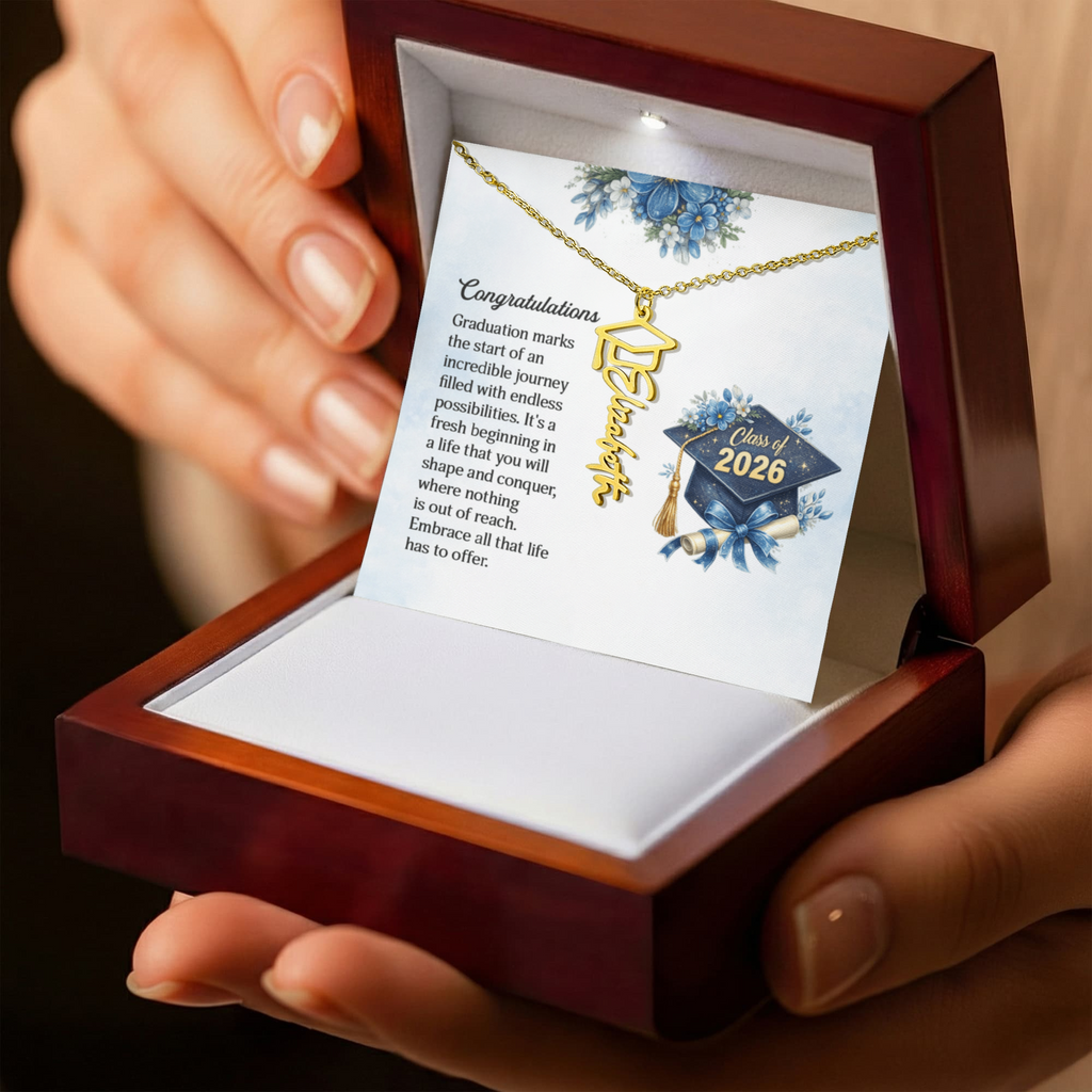 Graduation Cap Name Necklace