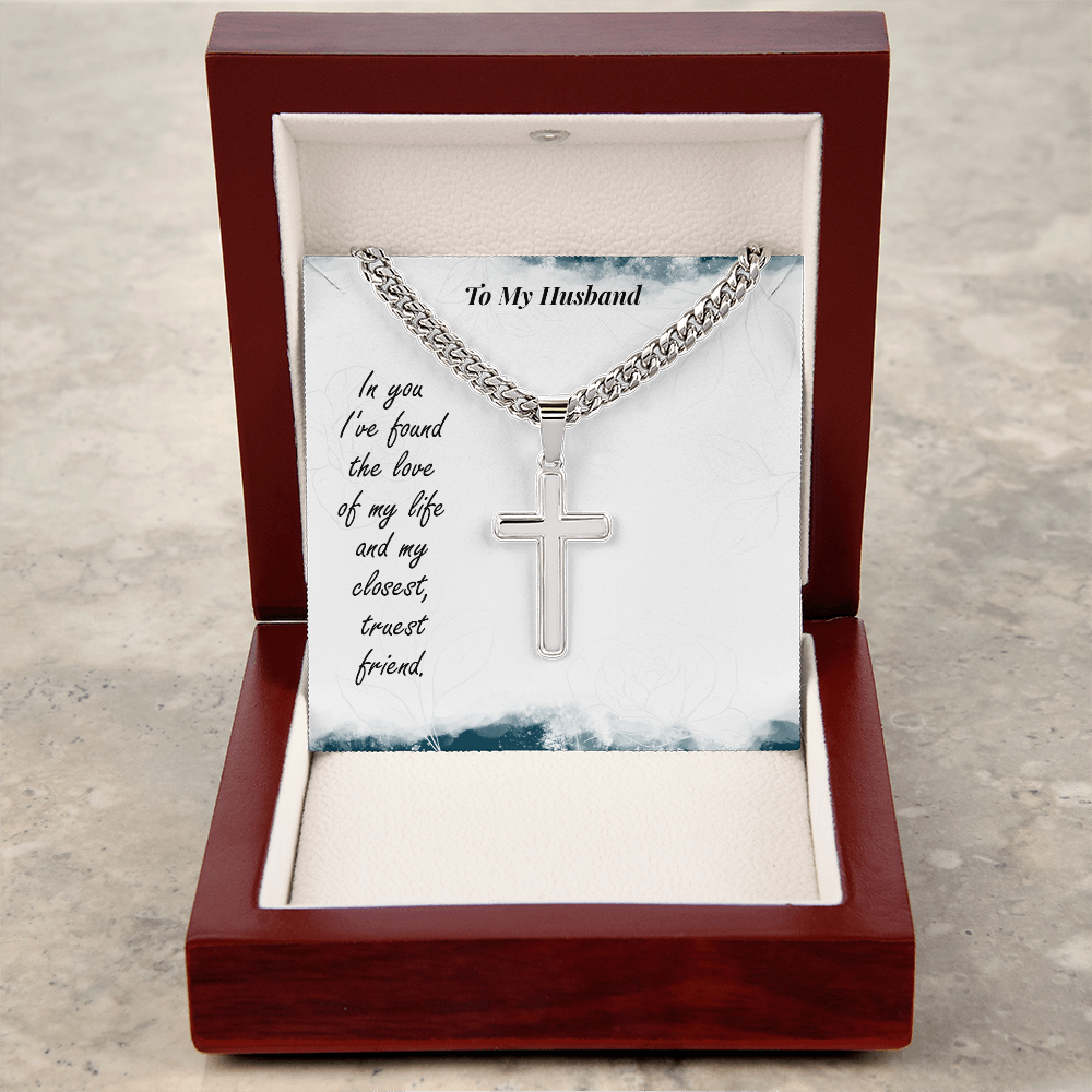 To My Husband Artisan Cross - Cuban Link Chain