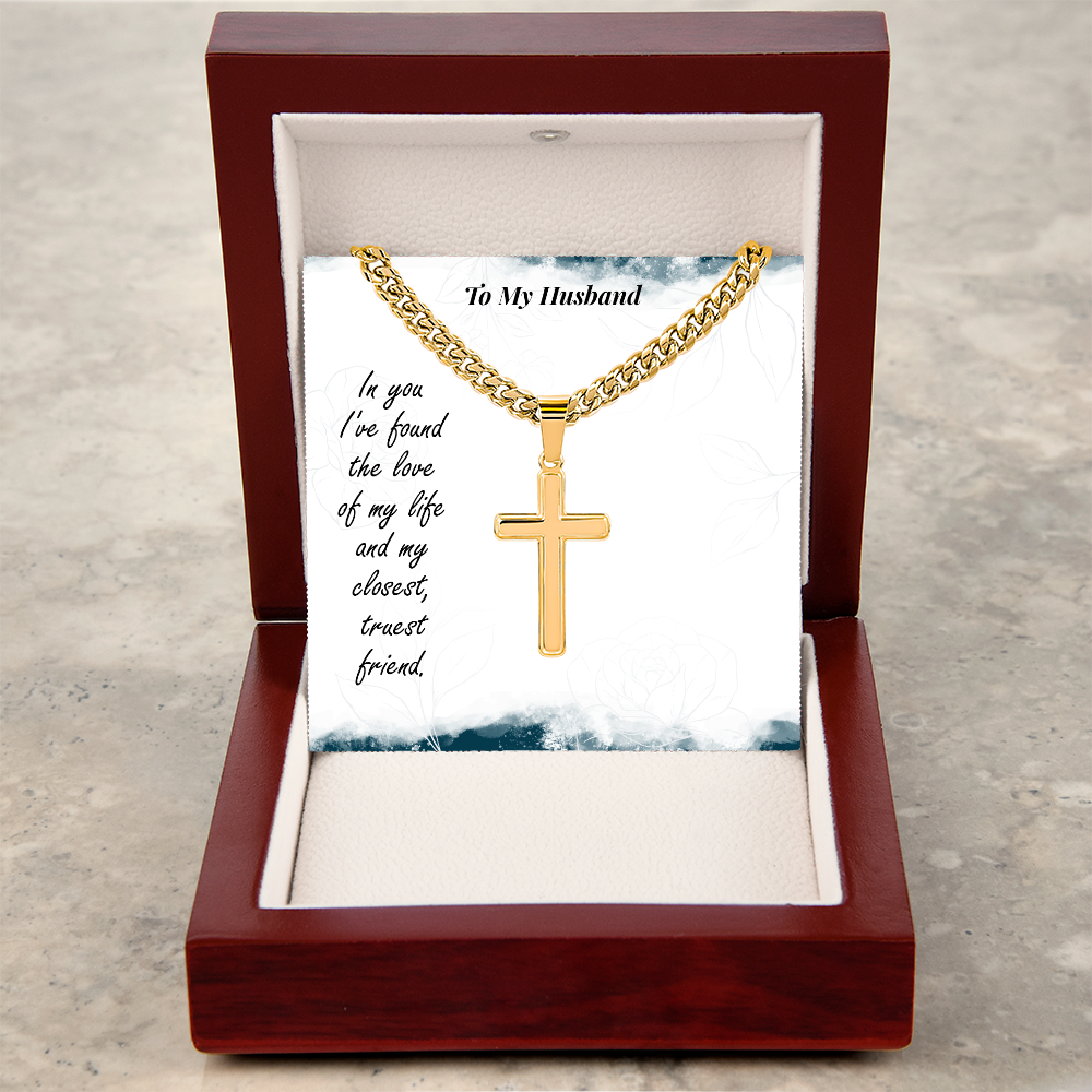 To My Husband Artisan Cross - Cuban Link Chain