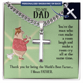 World's Best Farter I Mean Father Personalised Cross Cuban Link Chain