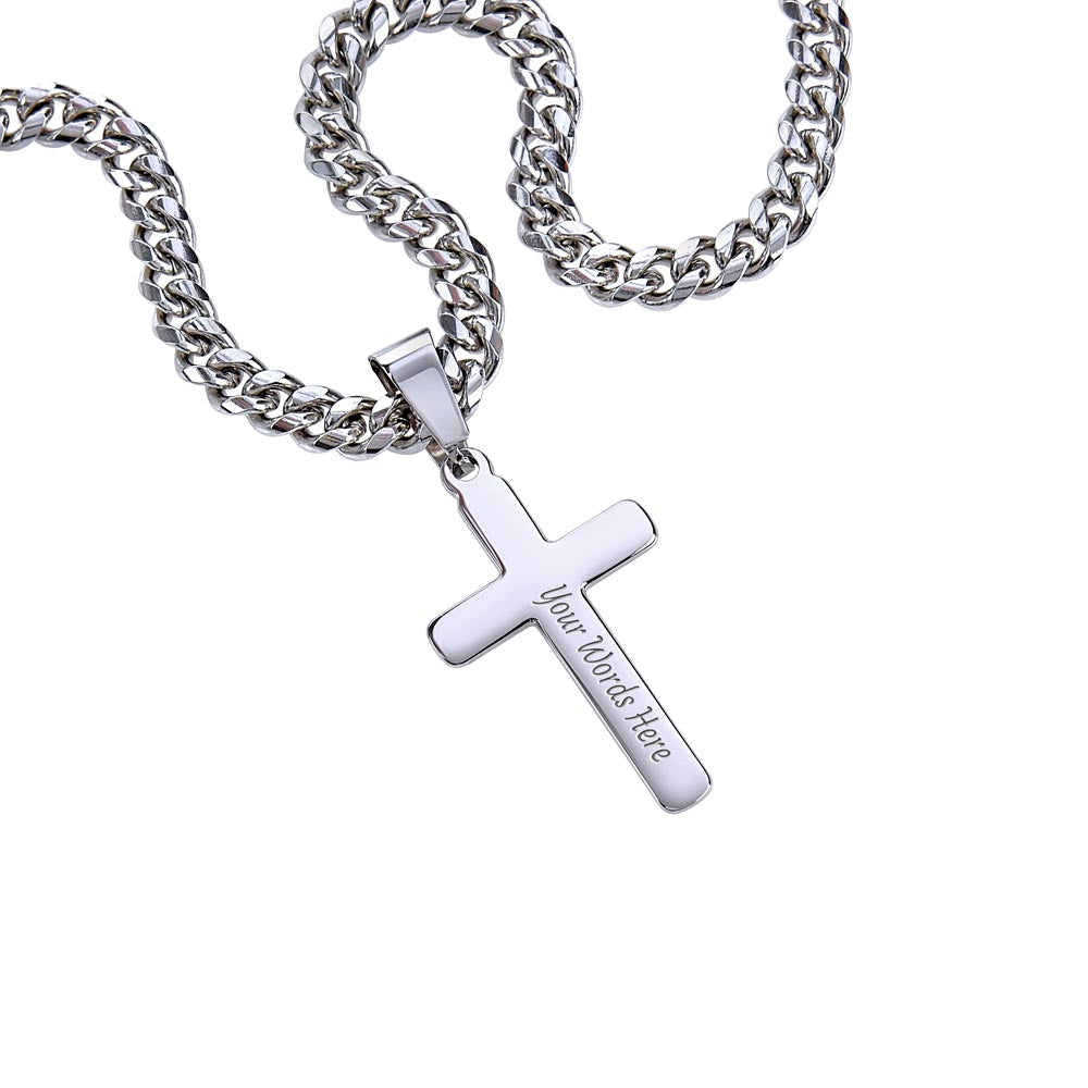 To My Husband Personalized Cross - Cuban Link Chain