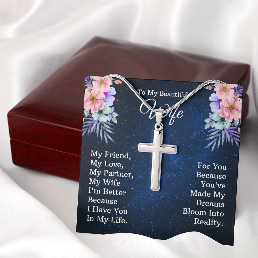 Artisan Cross Necklace - Snake Chain