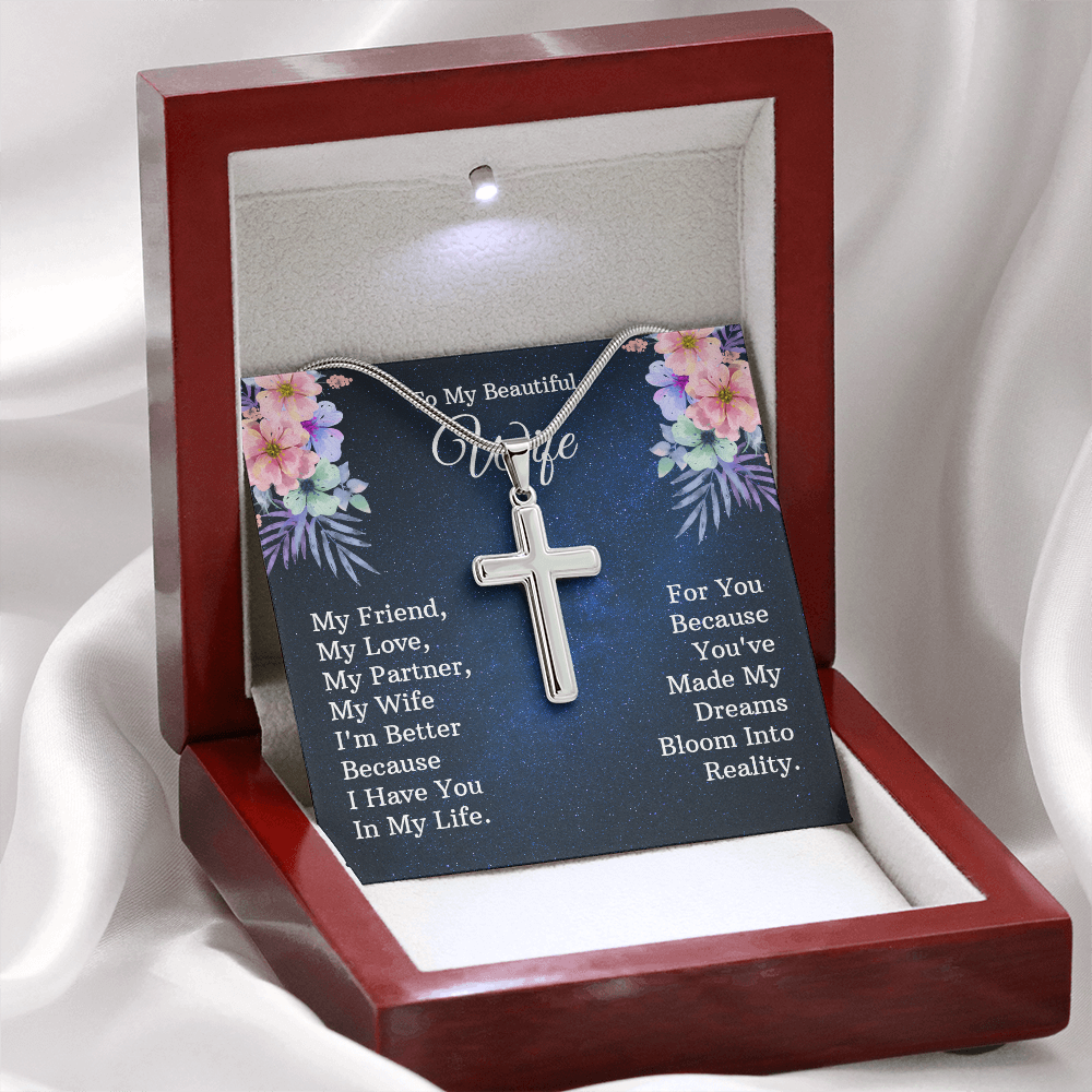 Artisan Cross Necklace - Snake Chain