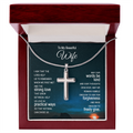 To My Wife Artisan Cross Necklace - Snake Chain