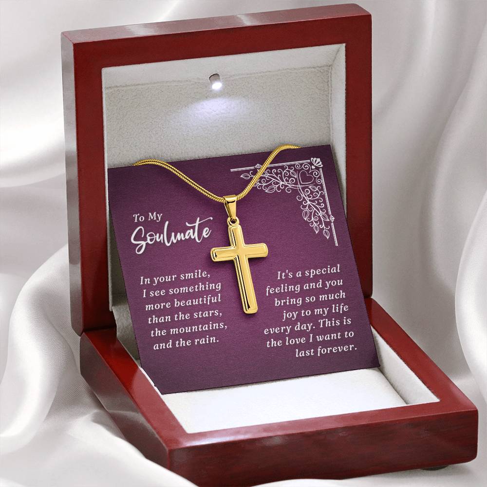 Artisan Cross Necklace - Snake Chain