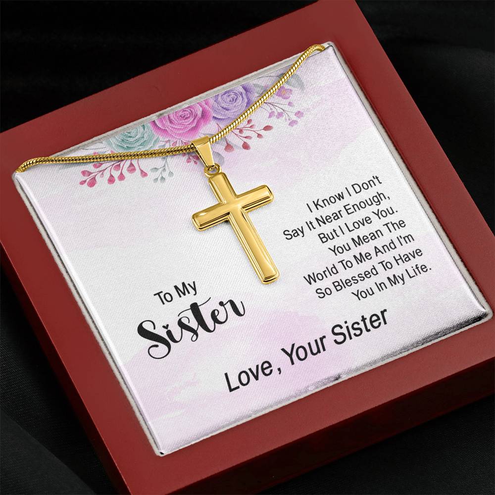 Artisan Cross Necklace - Snake Chain