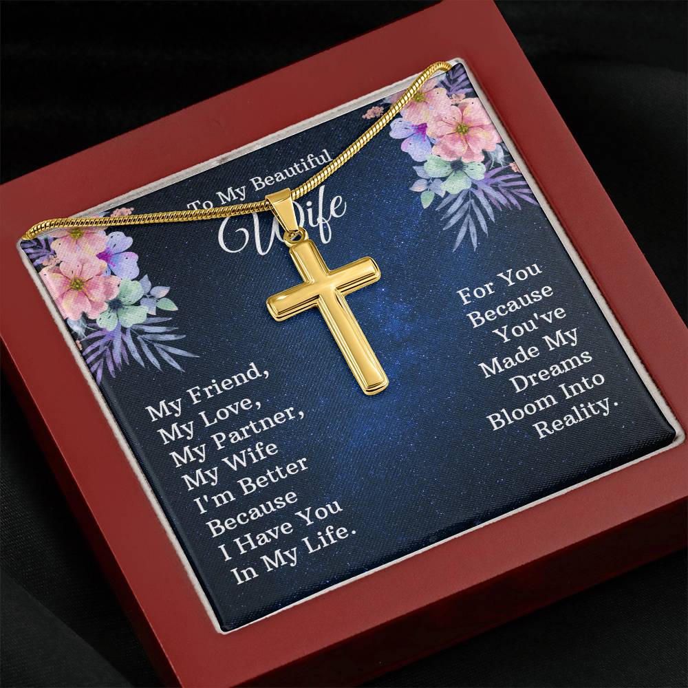 Artisan Cross Necklace - Snake Chain