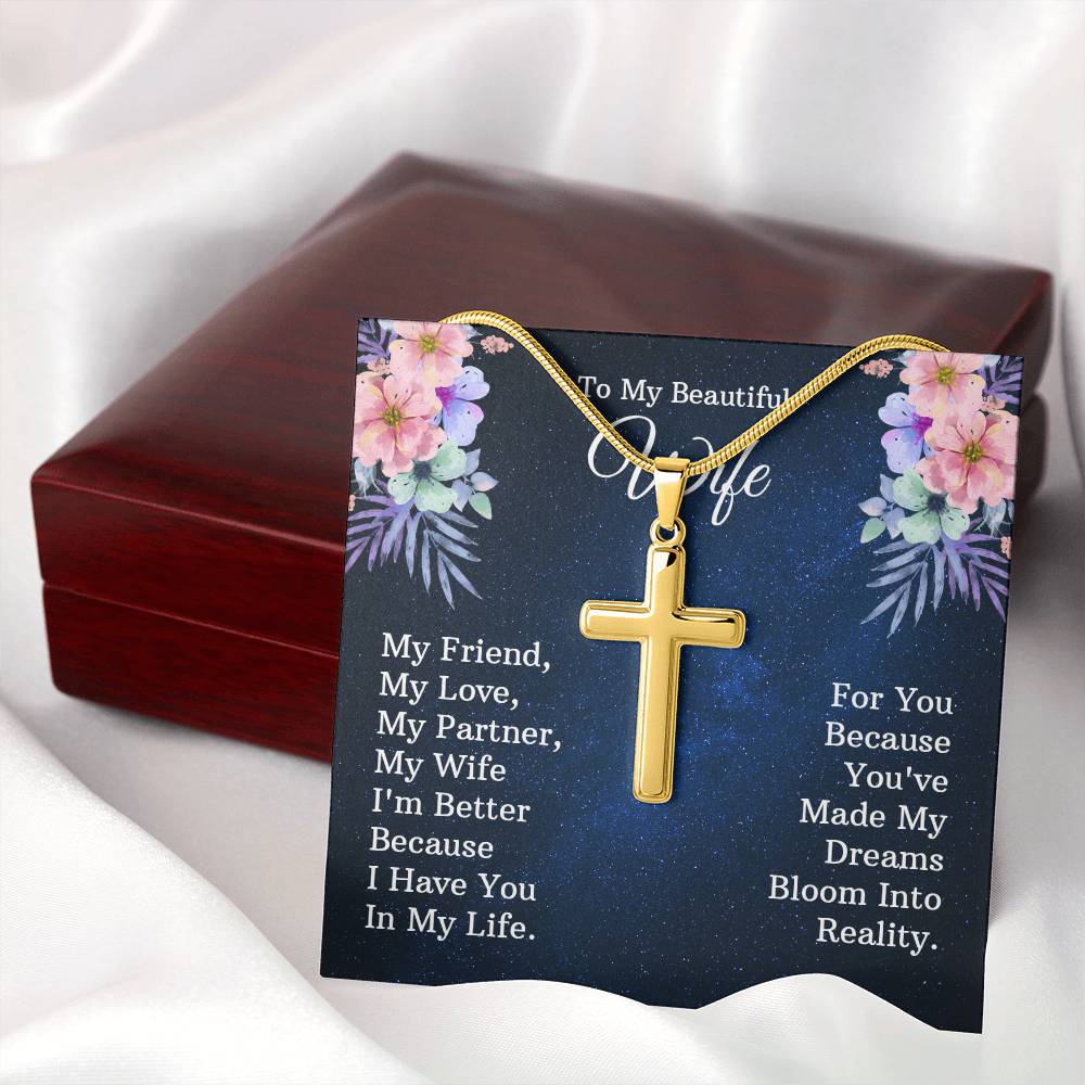 Artisan Cross Necklace - Snake Chain