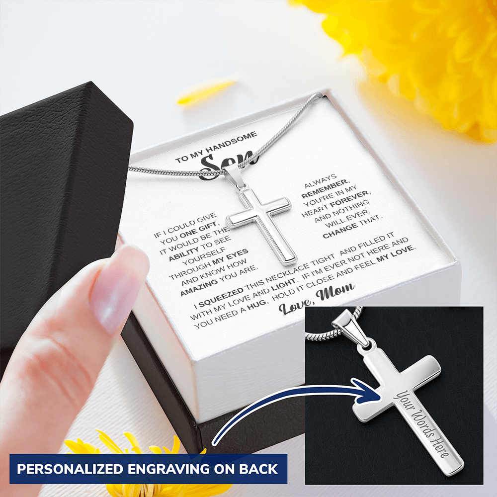 Personalized Cross Necklace - Snake Chain