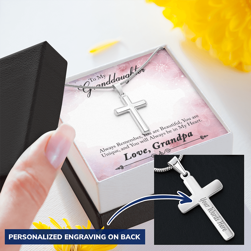 Personalized Cross Necklace - Snake Chain