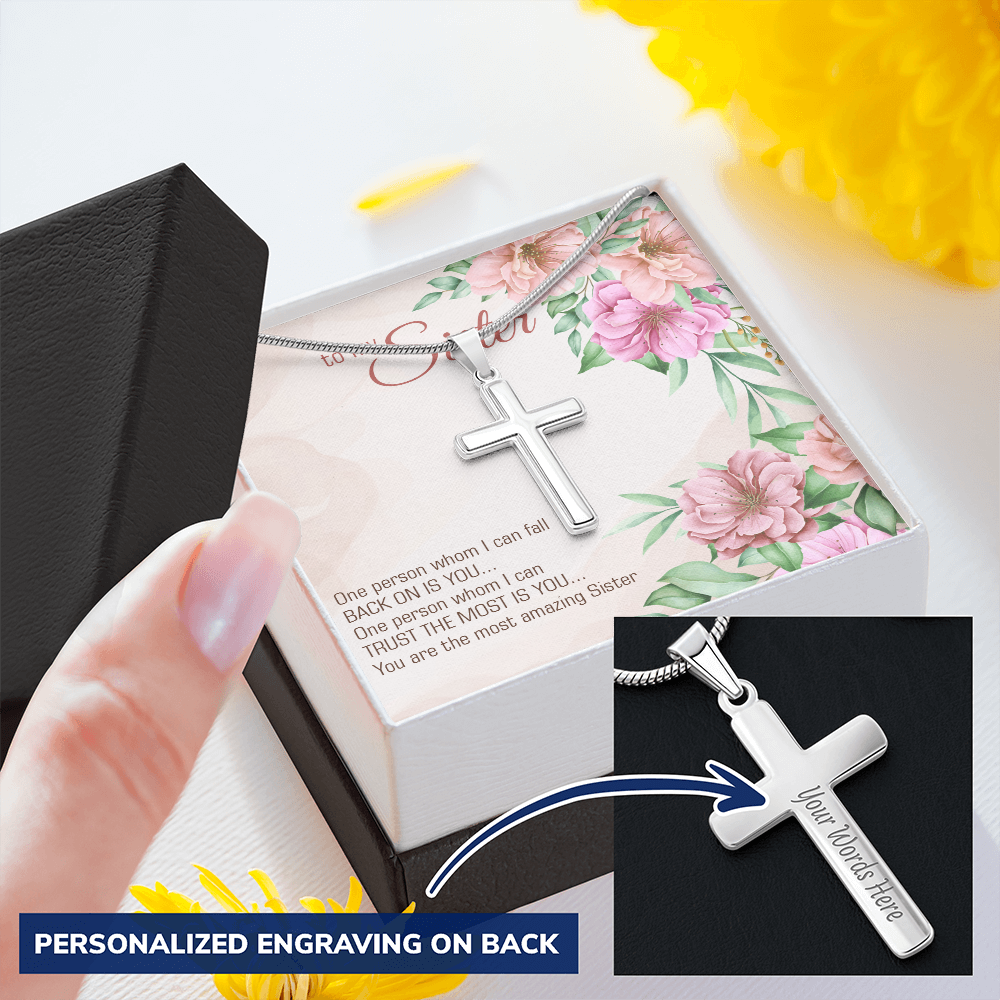 Personalized Cross Necklace - Snake Chain