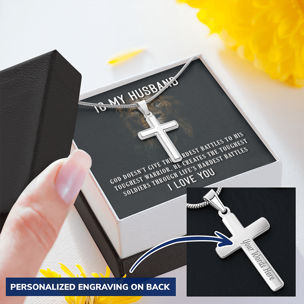 Personalized Cross Necklace - Snake Chain