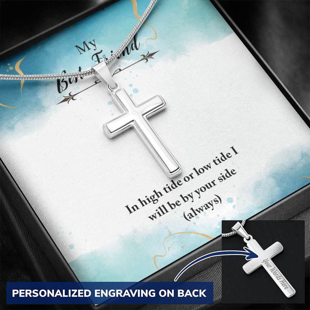 Personalized Cross Necklace - Snake Chain